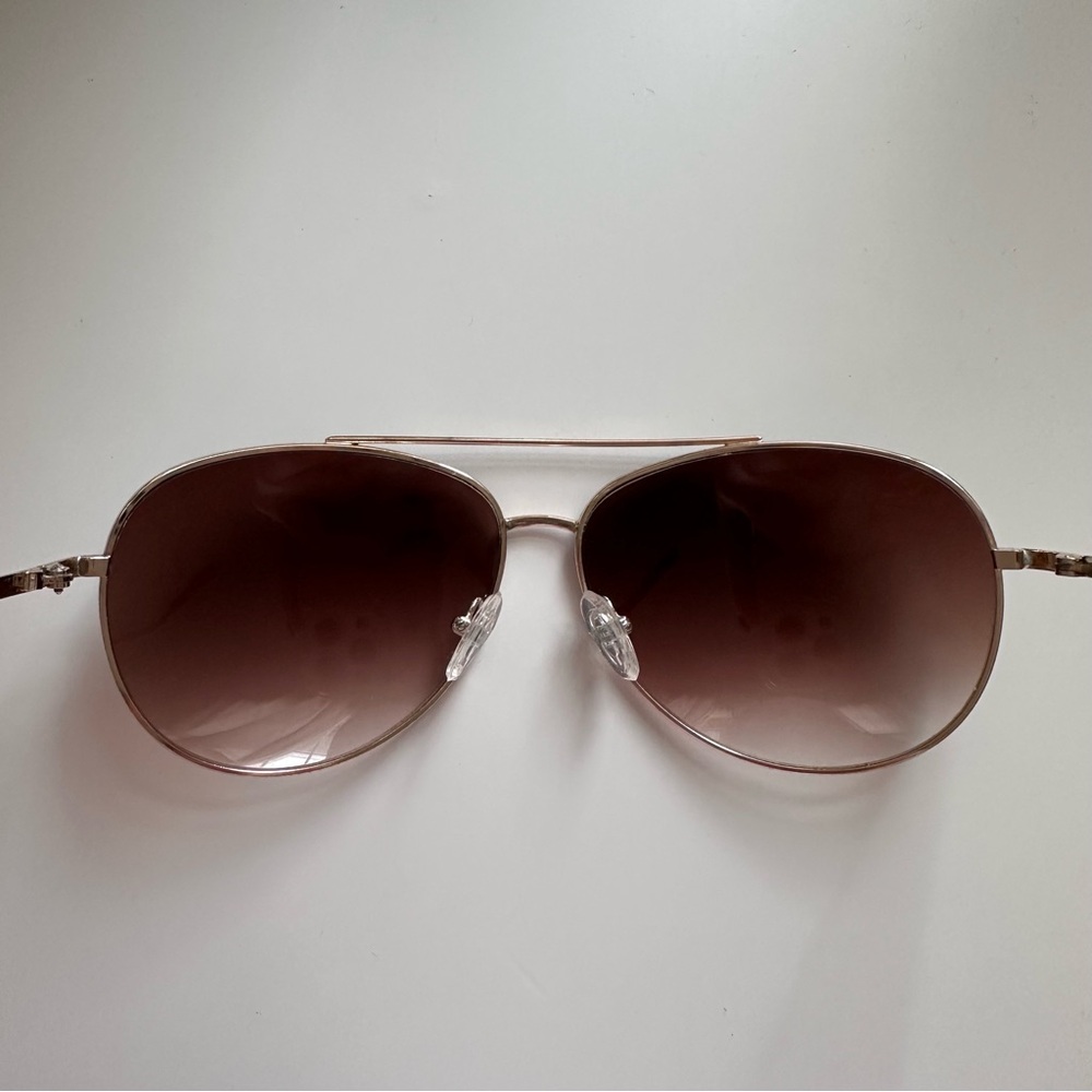 Michael Kors Gold & Red Trim Aviator Sunglasses - Picture 7 of 14